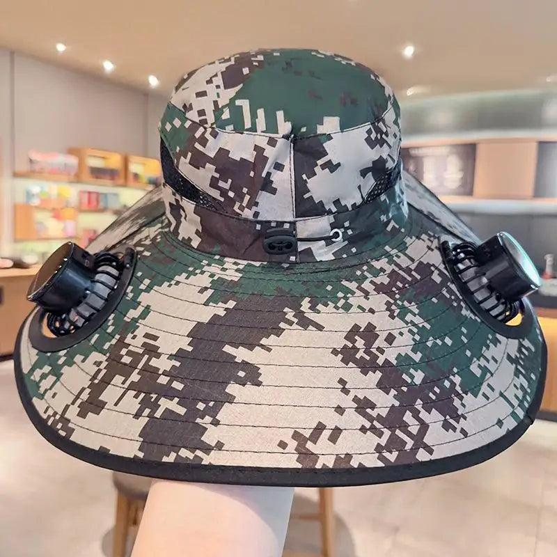 【SE】Solar Powered Sun Hat Cooling Fan UV Protection Outdoor Hiking Fishing Camping Summer Travel Bucket Hat Sun Protection Hat