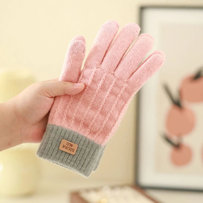 Women Warm Gloves Thick Plush Knitted Gloves Touch Screen Men Women Fashion Autumn Winter Keep Warm Riding Skiing Outdoor Gloves