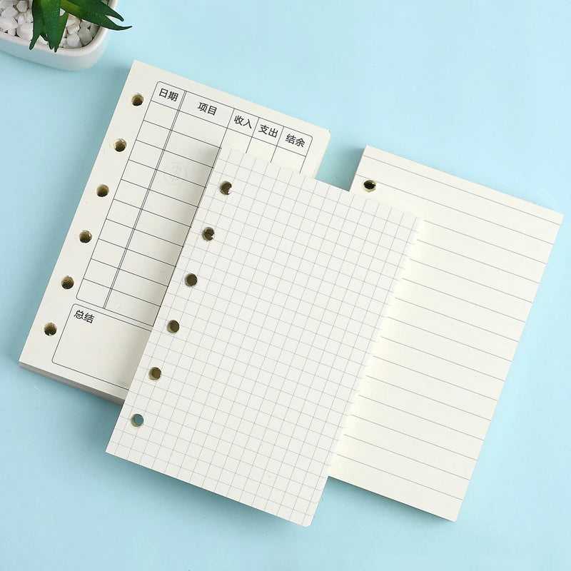 A7 6Holes Loose Leaf Notebook Refill Spiral Binder Inner Page Weekly Monthly To Do Line Dot Grid Inside Paper Stationery