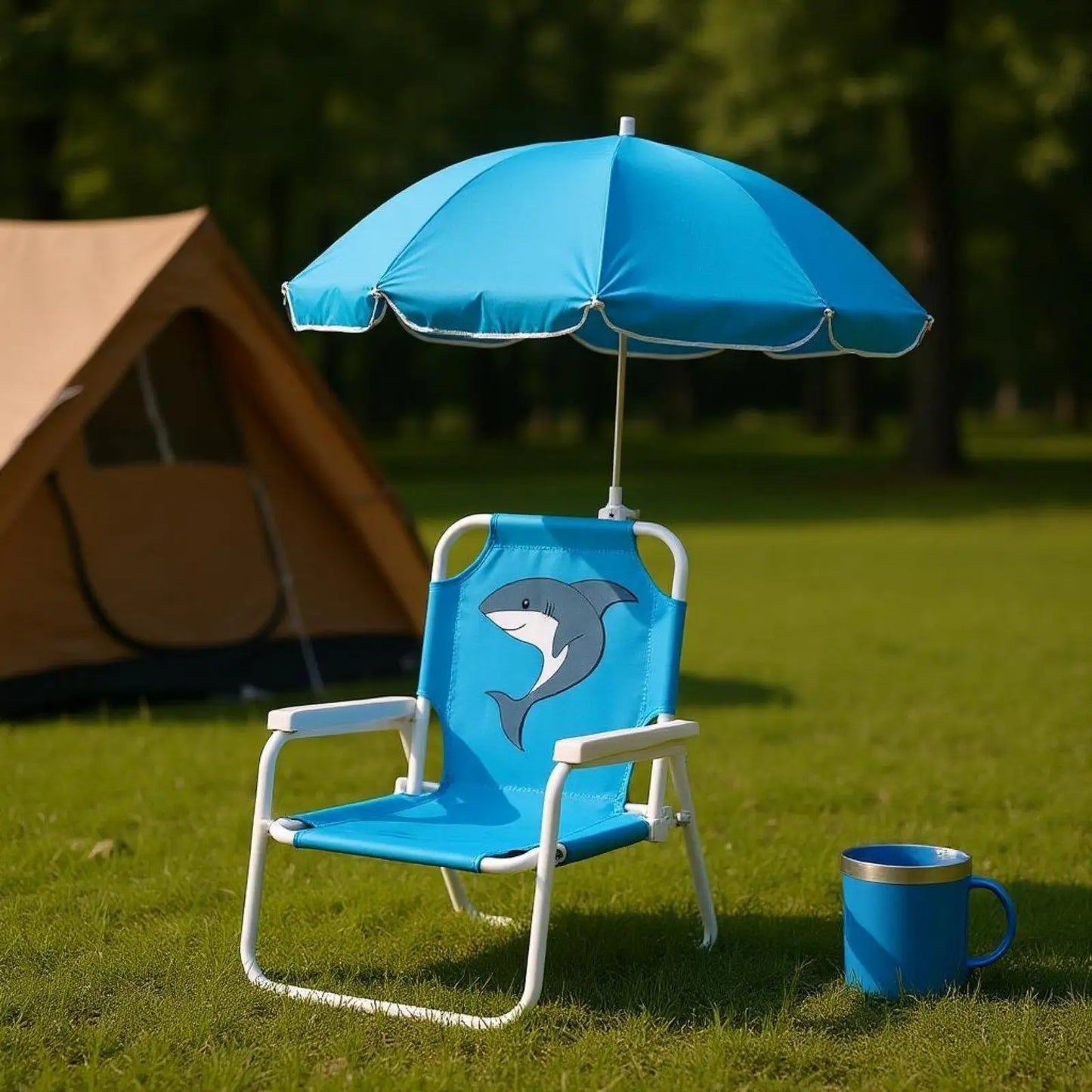 Outdoor Folding Chair Children'S Beach Chair With Sun Umbrella Camping Children'S Leisure Backrest Chair For Summer