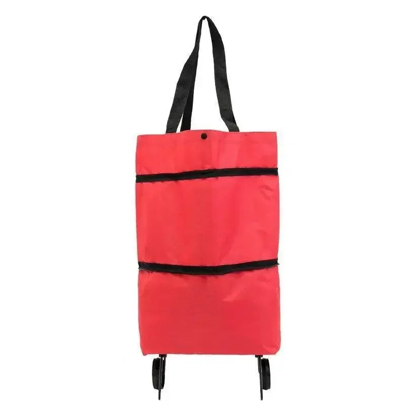Foldable Shopping Bag with Wheels Trolley Basket Small Pull Cart Home Utility Retractable Tug Supermarket Grocery Shopping Cart