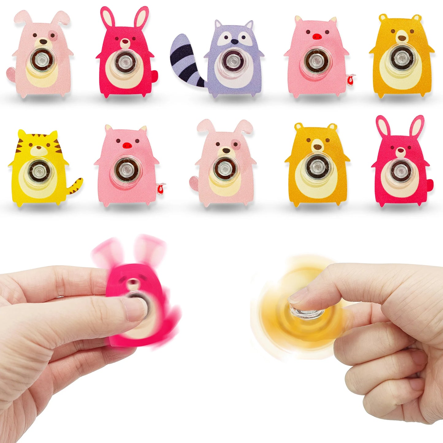 6PCS Fingertip Gyro Toy Creative Acrylic Animal Cat Dog Fox Fidget Spinners Toys Stress Relief Party Favors Gifts
