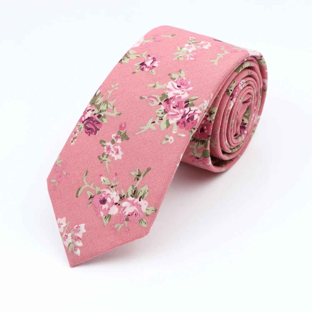 New Floral Elegant Tie For Men Women 100% Cotton Beautiful Flower Paisley Necktie Narrow Skinny Cravat Wedding Casual Corbatas