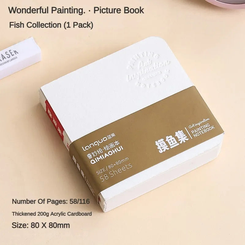 58 Sheets Borrence Drawing Notebook Sketchbook Handheld Portable Watercolor Coloring Book Oil Paint Gouache Notepad Stationery