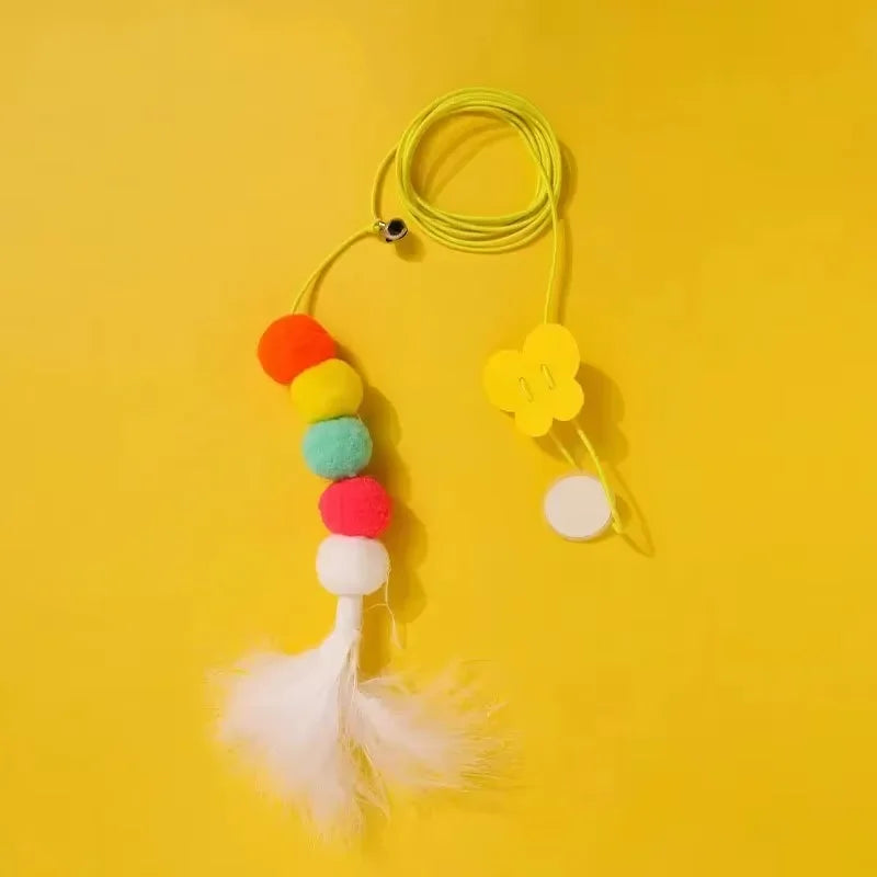 Pet Cat Toys Funny Stick Kitten Self -hi Elastic Rope Dragonfly Shape Feather Bell Teasing Stick Hanging Swing Thousands