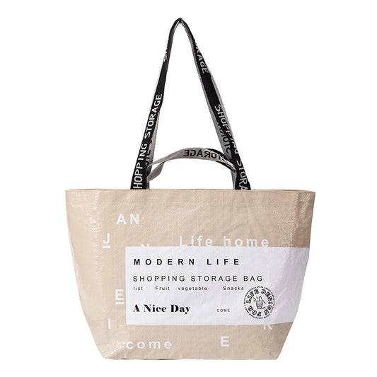Large-capacity Waterproof Supermarket Grocery Shopping One-shoulder Portable PP Woven Shopping Bag for retail stores，boutique