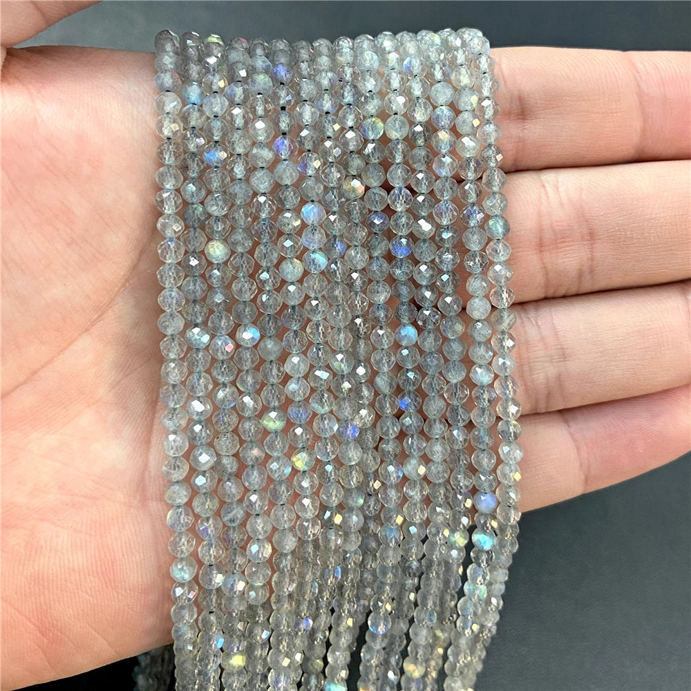 2mm 3mm 4mm Faceted Natural Stone Pink Rose Quartzs Crystal Beads Round Amethysts Loose Beads for DIY Jewelry Making Necklace