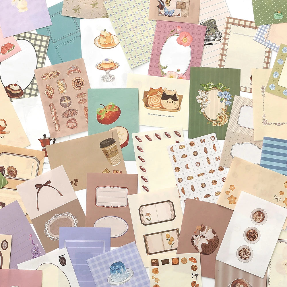 50sheets Retro Ins Memo Material Book Decorative Paper Creative Collage Junk Journal DIY Scrapbooking Aesthetic Craft Paper