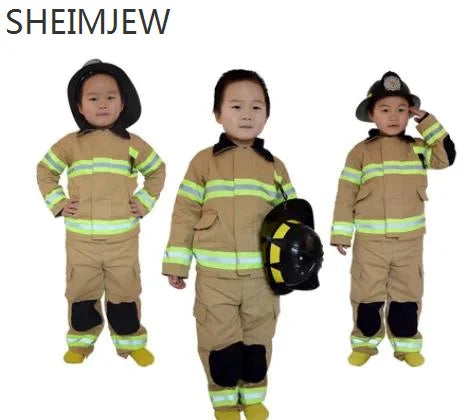 Fireman Sam Cosplay Costumes Linen Fancy Halloween Party Firefighter Uniform Boys Role Play Work Wear  Kids Fireman Cos Outfit