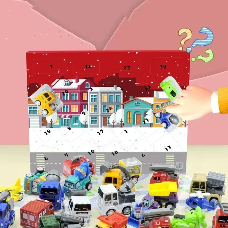 Christmas Advent Calendar Car Toys Military Engineering Fire Truck Car 24 Days Countdown Calendar Gift Box for Kids Xmas Gift