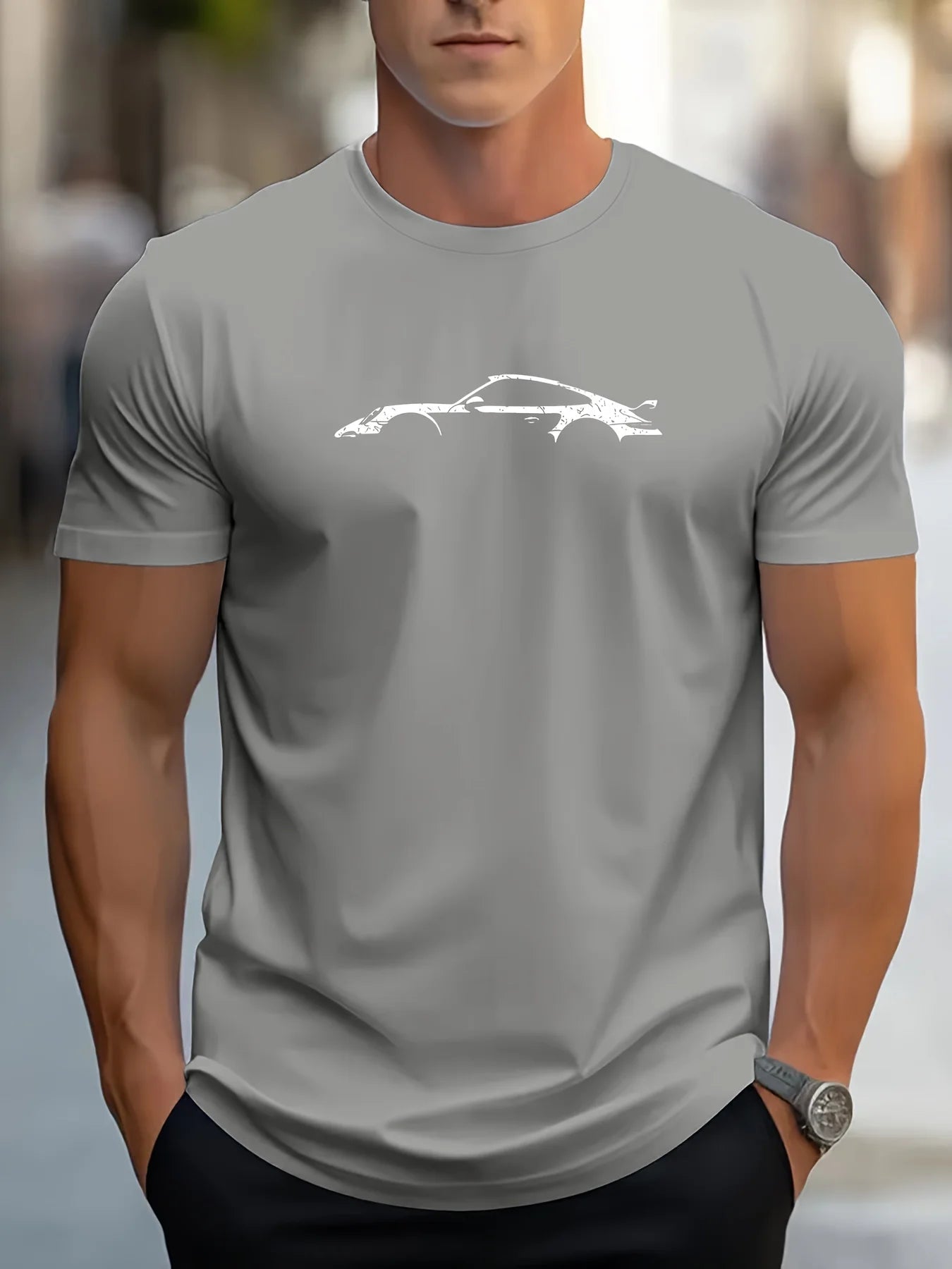 Men'Retro Car Pattern T-shirt with Classic Car Design Is Suitable for Car Enthusiasts and Casual Wear. Short-sleeved Casual Wear