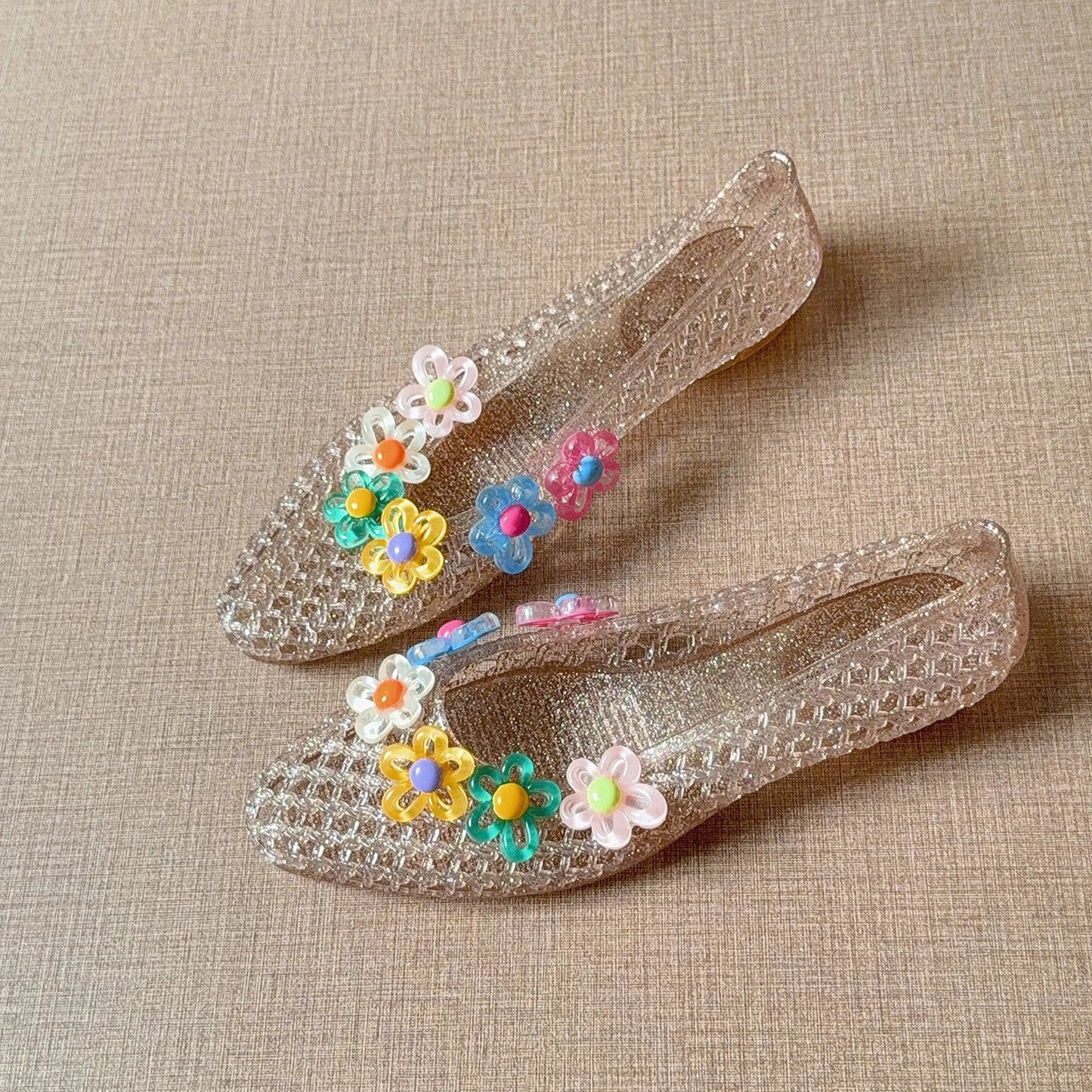 Summer Women Flat Korean Jelly Shoes Ins Outdoor Versatile Sweet Casual Clogs Outdoor Daily Commuter Travel Sandals
