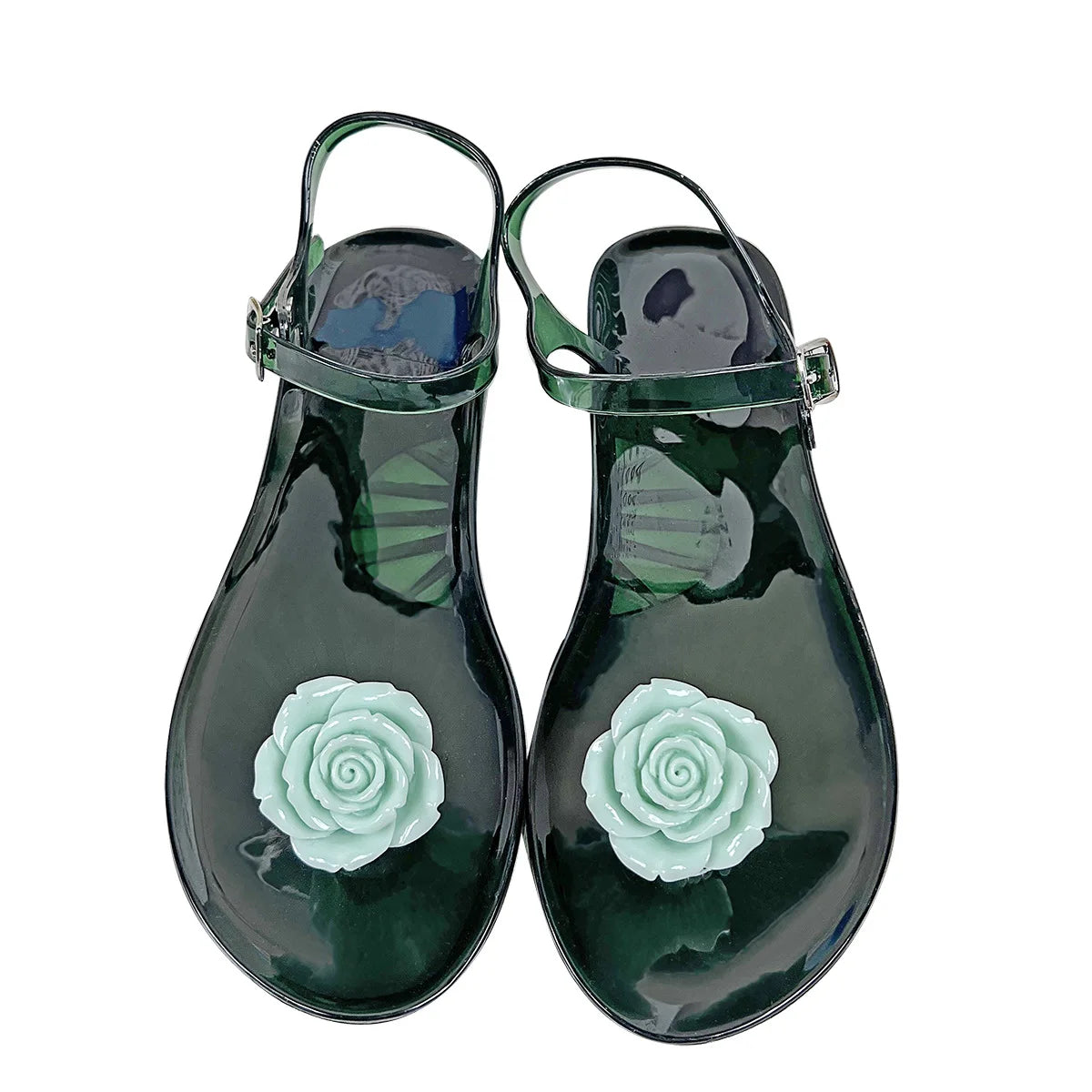 Plus Size 36-42 Ins Hot Sales Women Girls Jelly Sandals Colorfull Transparent PVC Beach Shoes Summer Fruit Flip-flop Shoes