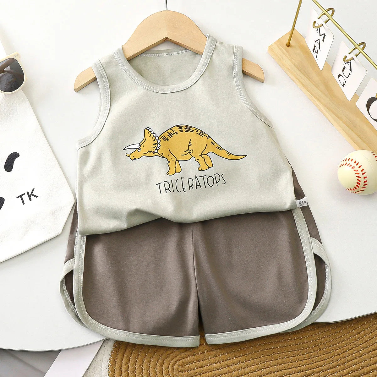 2pcs/set Childrens Vest Shorts Suit Cotton Summer New Clothes Boys Baby Summer Breathable Clothes Kids Girl T-shirt+shorts Pants