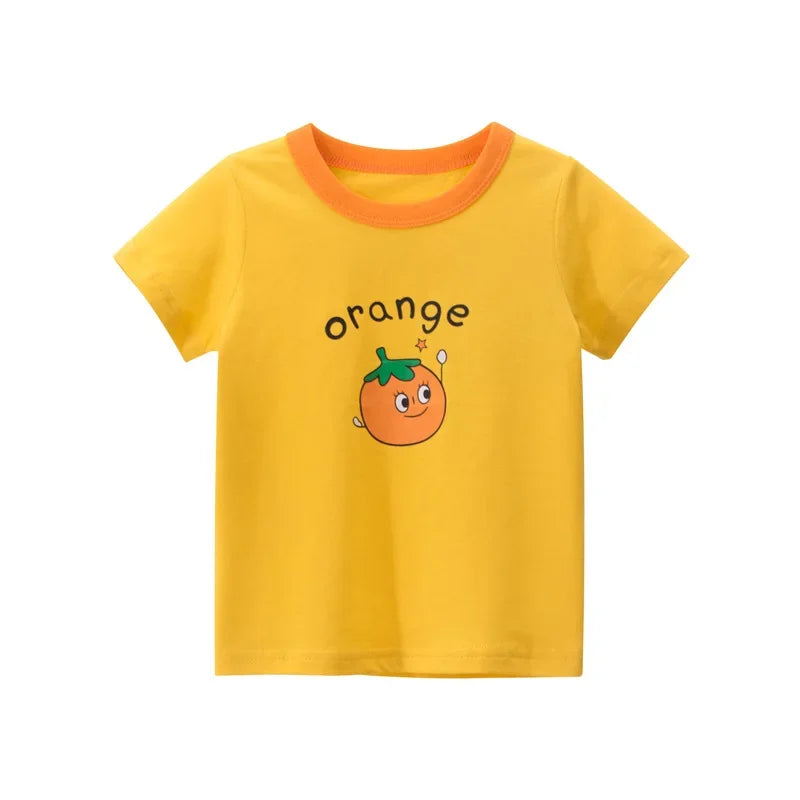 2-8T Heart Print Girls T Shirt Summer Toddler Kid Baby Clothes Short Sleeve Cotton Tshirt Childrens Cute Tee Top Infant Outfit