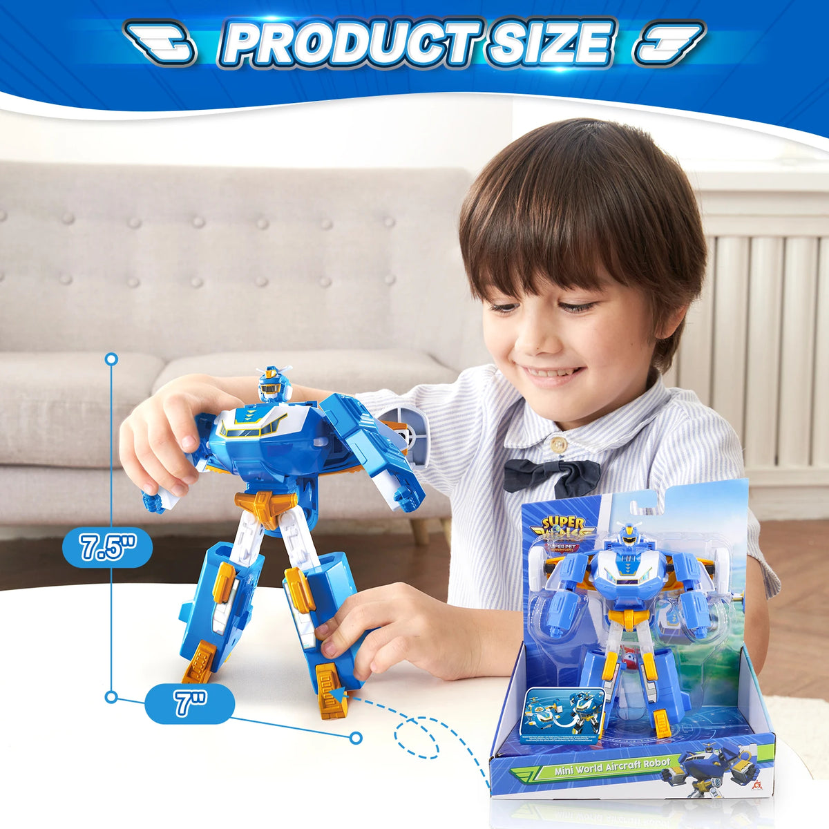 Super Wings Mini World Aircraft Robot 6 Inch 11 Steps to Transform from Aircraft into Robot Action Figures Anime Kid Toy Gift