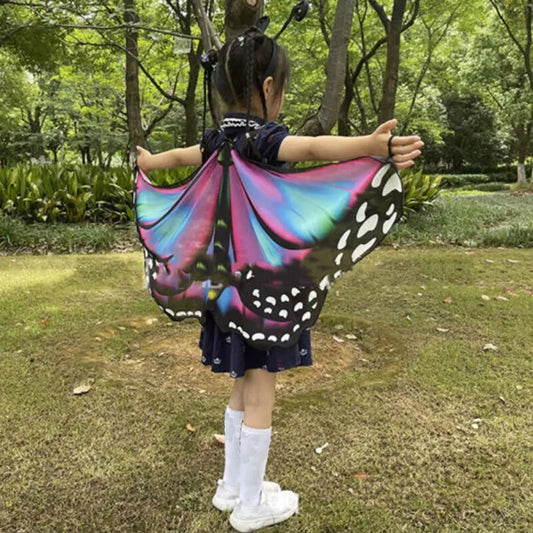 Kids Butterfly Wings Cape – Colorful Fairy Costume Shawl for Girls, 10 Colors