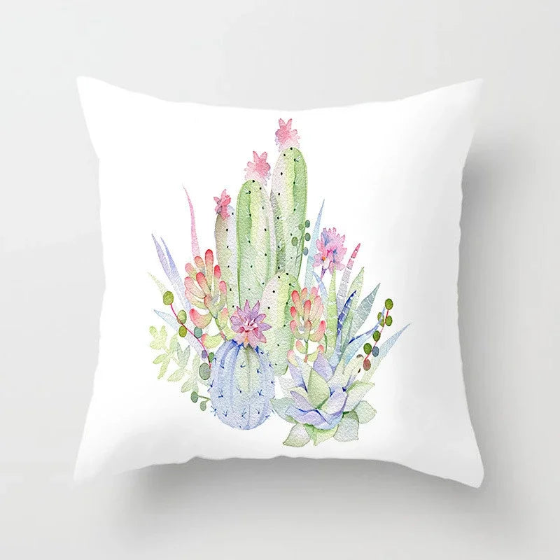 Cactus Flower Pattern Summer Decorative Cushions Pillowcase Polyester Cushion Cover Throw Pillow Sofa Decoration Pillowcover