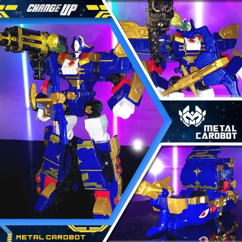 Metal Cardbot Transforming Robot 20cm Black Hook Pirate Ship Action Figure ABS Transformation Model Car Toy For Gift