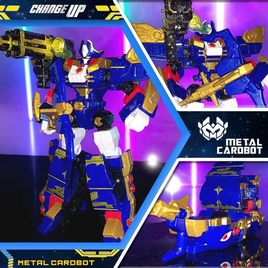 Metal Cardbot Transforming Robot 20cm Black Hook Pirate Ship Action Figure ABS Transformation Model Car Toy For Gift
