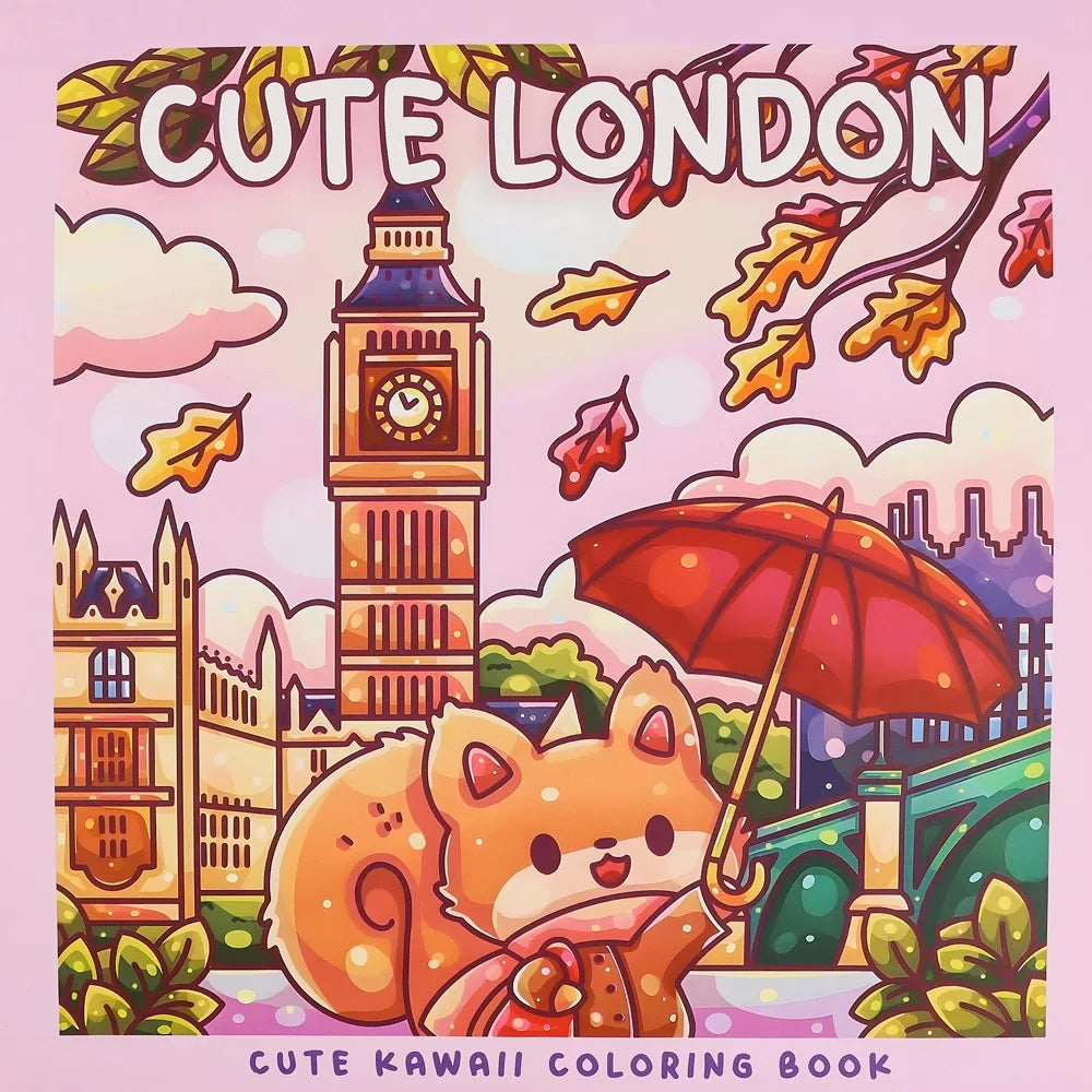 Colorful Paris Landmarks & Kawaii Characters Coloring Book - Adorable Designs for Kids And Adults
