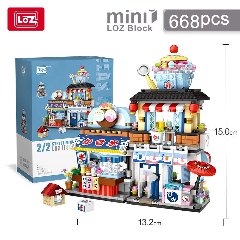 LOZ Street View folding series Takoyaki Shop Shaved Ice Shop Aquatic building models assembled children's building blocks toys