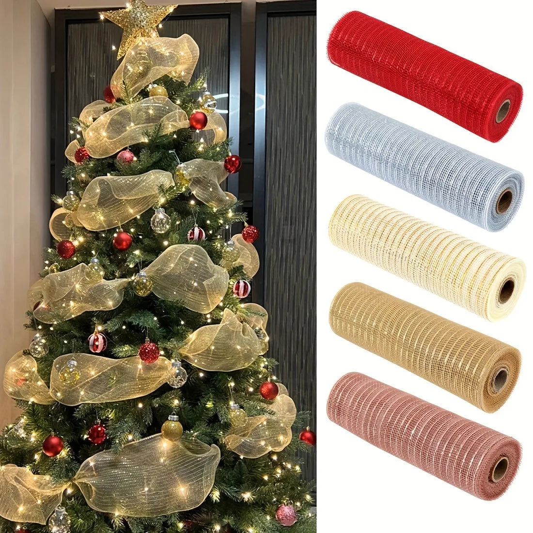 9M Christmas Ribbon Decoration Hanging Christmas Tree Pendent Ornaments for Home Decor Navidad Party New Year 2026 Accessories