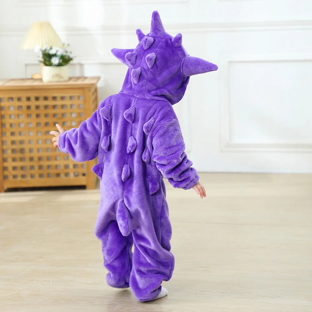 Anime Gengar Onesies Cute Funny Pajama Boys Girls Halloween Festival Party Outfit Flannel Warm Soft  Romper Purple Jumpsuit