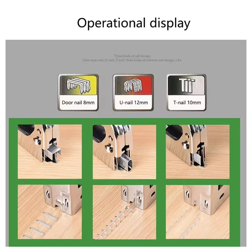 1000Pcs Nail Shaped Stapler For Wood Furniture Household Use Interior Decoration Wood Processing  U/ Door /T Shaped