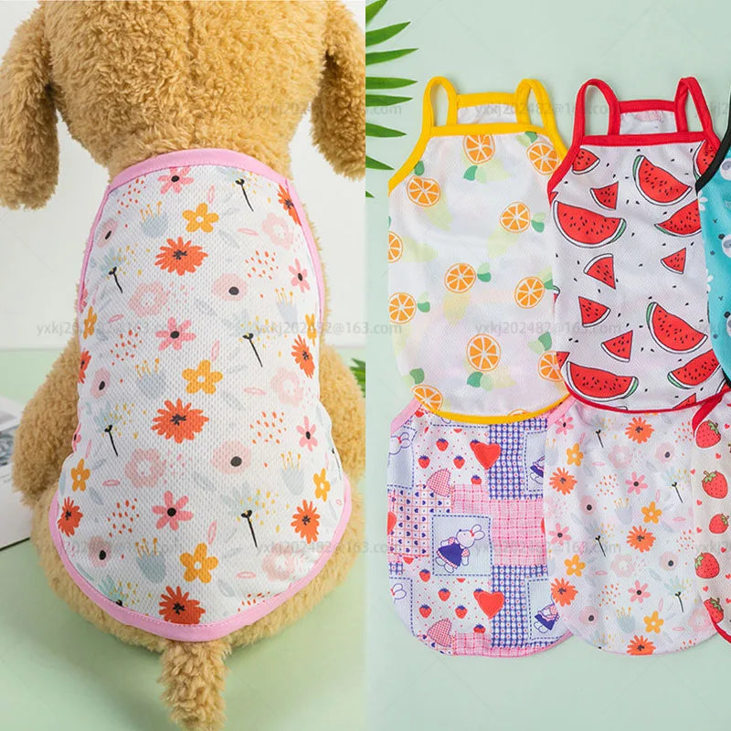 Dogs Cute Fruit Print Summer Puppy Cat T-shirt Ultra Thin Dog Cooling Vest Breathable Clothes Pet Clothes For Small 강아지