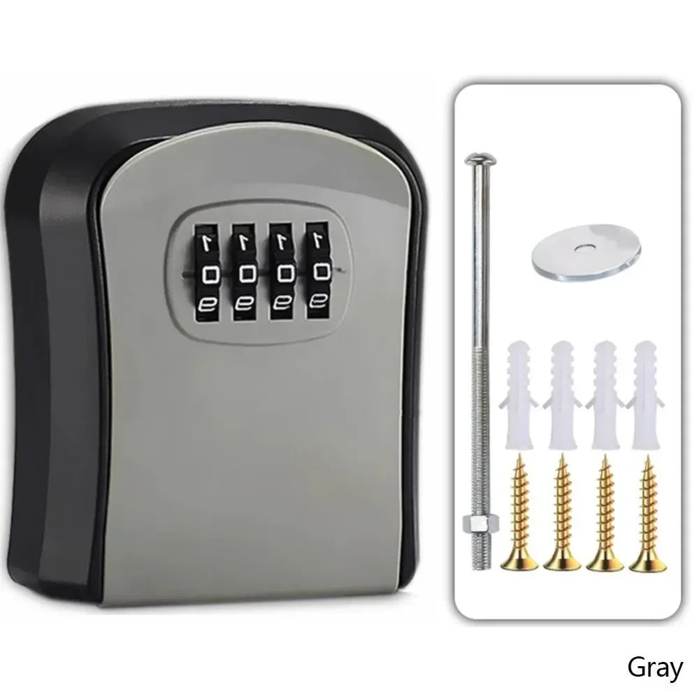 Wall Mount Key Lock Box 4 Digit Password Code Security Lock No Key for Home Office Key Safe Secret Storage Box Organizer