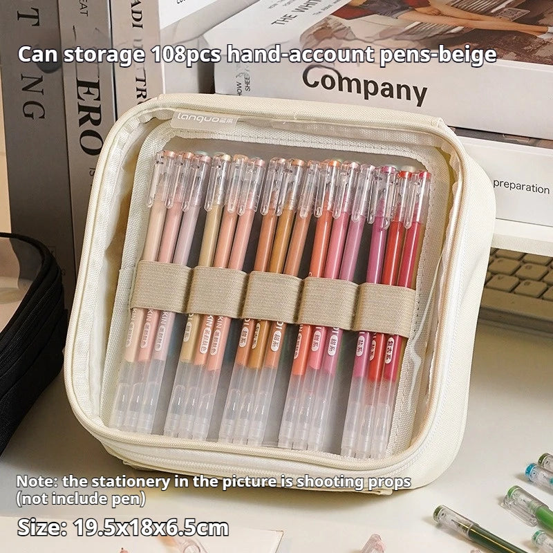 Languo Color Pen Pouch Hand Accounting Storage Bag Multi-Layer Can Hold 36/108 Gel Pens Case Portable Stationery Organizer Bag