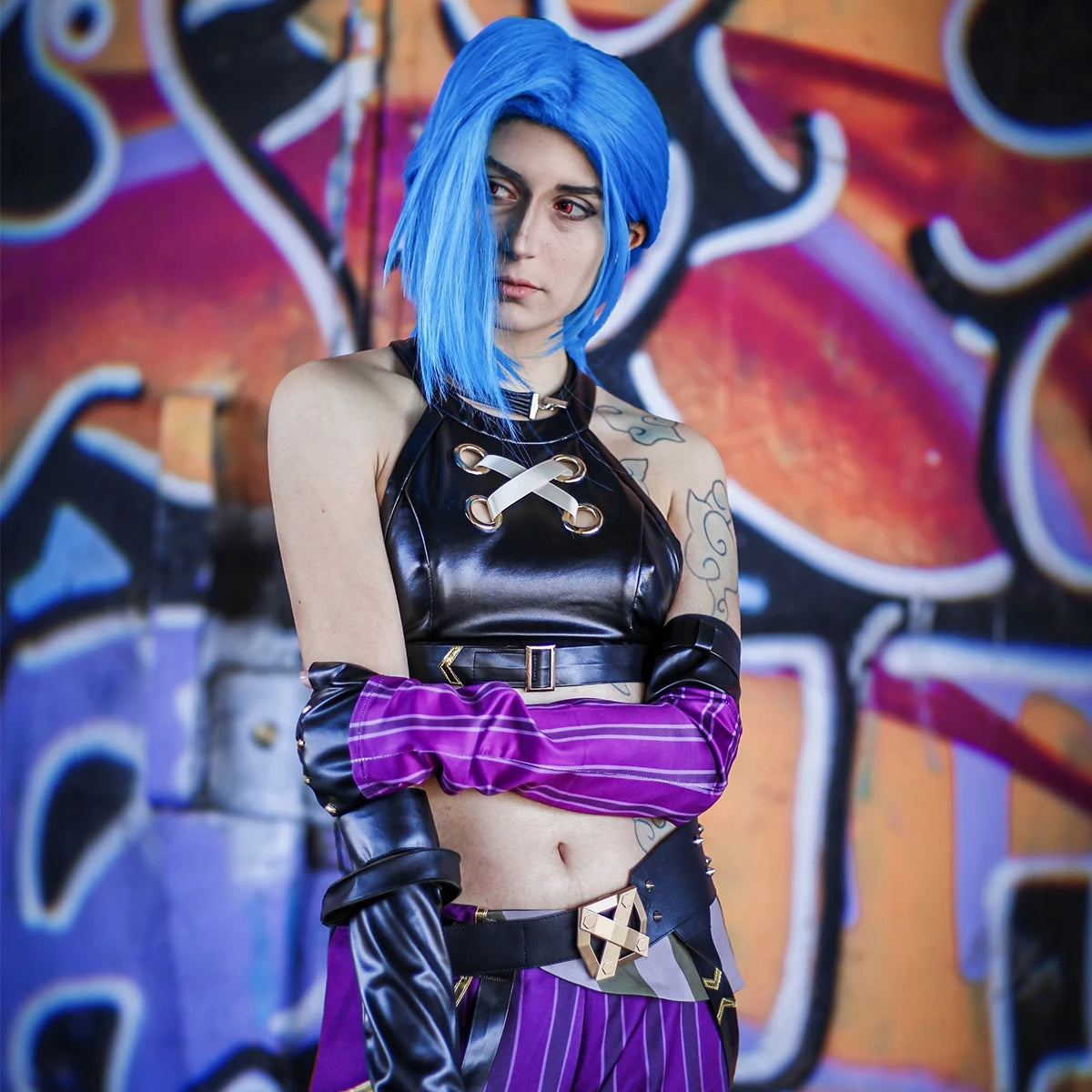HOLOUN LOL Game Jinx Cosplay Costume Wig Loli Outfit Halloween Christmas Gift Cos Convention