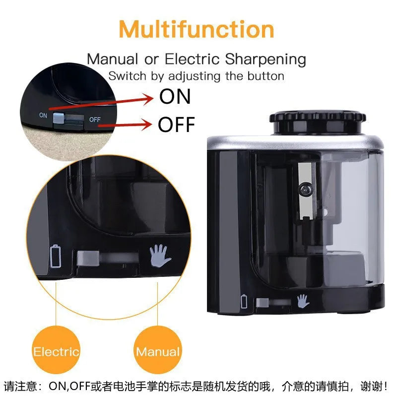 Portable Pencil Sharpener Electric Manual 2 in 1 Automatic Pencil Sharpener Kids Adults Auto Pencil Sharpener Stationery