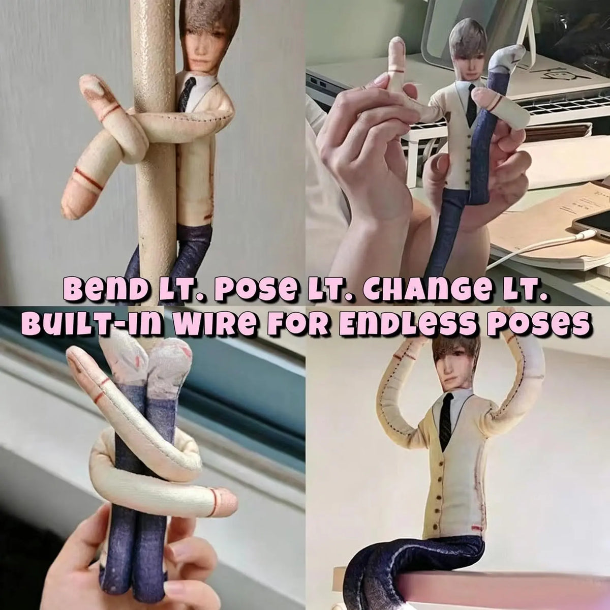 Custom Photo Doll Wacky Bendy Personalized Idol Fans Make Friend into a Posing Plushie Flexible Figure Prank Gifts