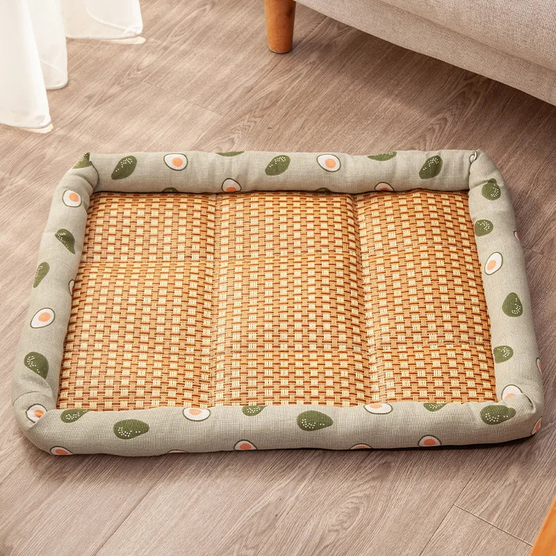Comfortable Summer Small Cat Cooling Mat Moistureproof Medium Dog Sleeping Bed Cushion Rattan Mat Pet Puppy Accessories