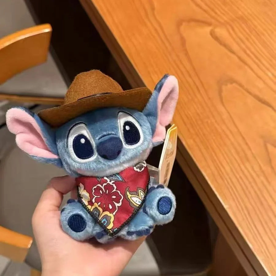 Anime Disney Cross-Dressing Stitch Doll Western Cowboy-Style Knight Hat Stitch Toy Bag Keychain Decor Kids Cute Gift Stitch Doll