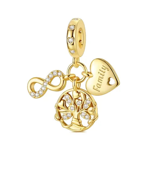 2026 S925 Silver Plated Paved Golden Ring Charm Luxury Stone Shell Nature Strength Cowboy Textured Safety Chain Fine Jewelry