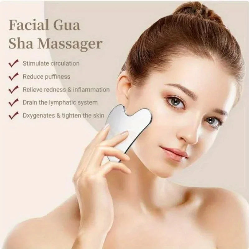 Stainless Steel Gua Sha Board Summer Cooling Light Beige Tightening Tool and Dark Circles Improvement Professional Beauty Kit