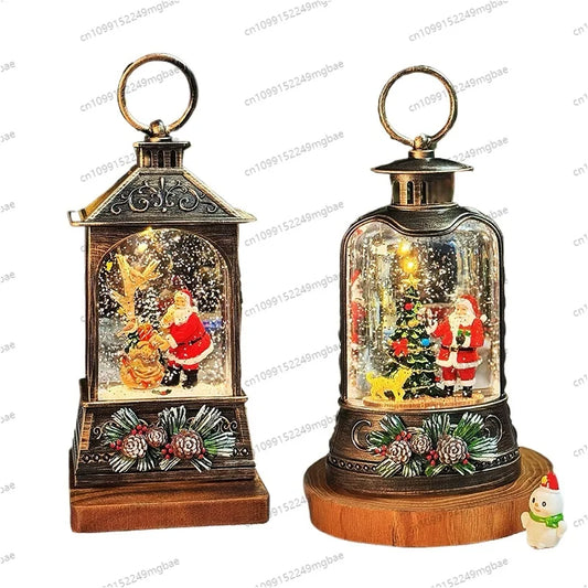 Heavy Industry Christmas Luminous Interior Water Filling Music Box Christmas Eve Gifts Desktop Ornament with Music New Year
