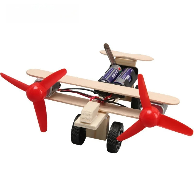 DIY Twin Engine Taxiing Aircraft Toy Kids Physics Science Toys Experimental Tool STEM Kit Learning Educational for Kid Gift