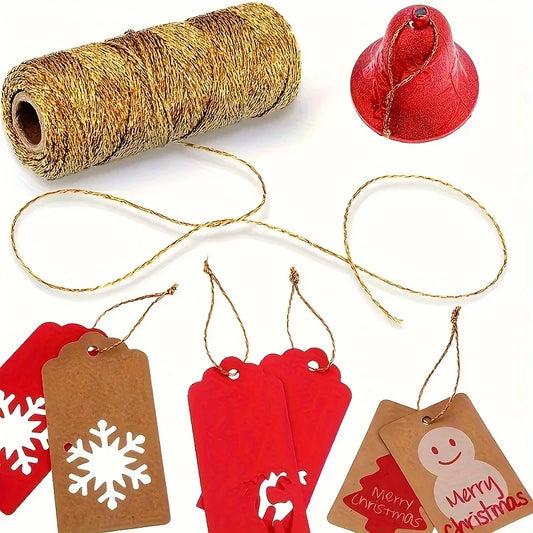 109 Yards Gold and Silver Hand Braided Rope - Diy Christmas Decoration Rope, Suitable for Gift Packaging, Hanging Decorations