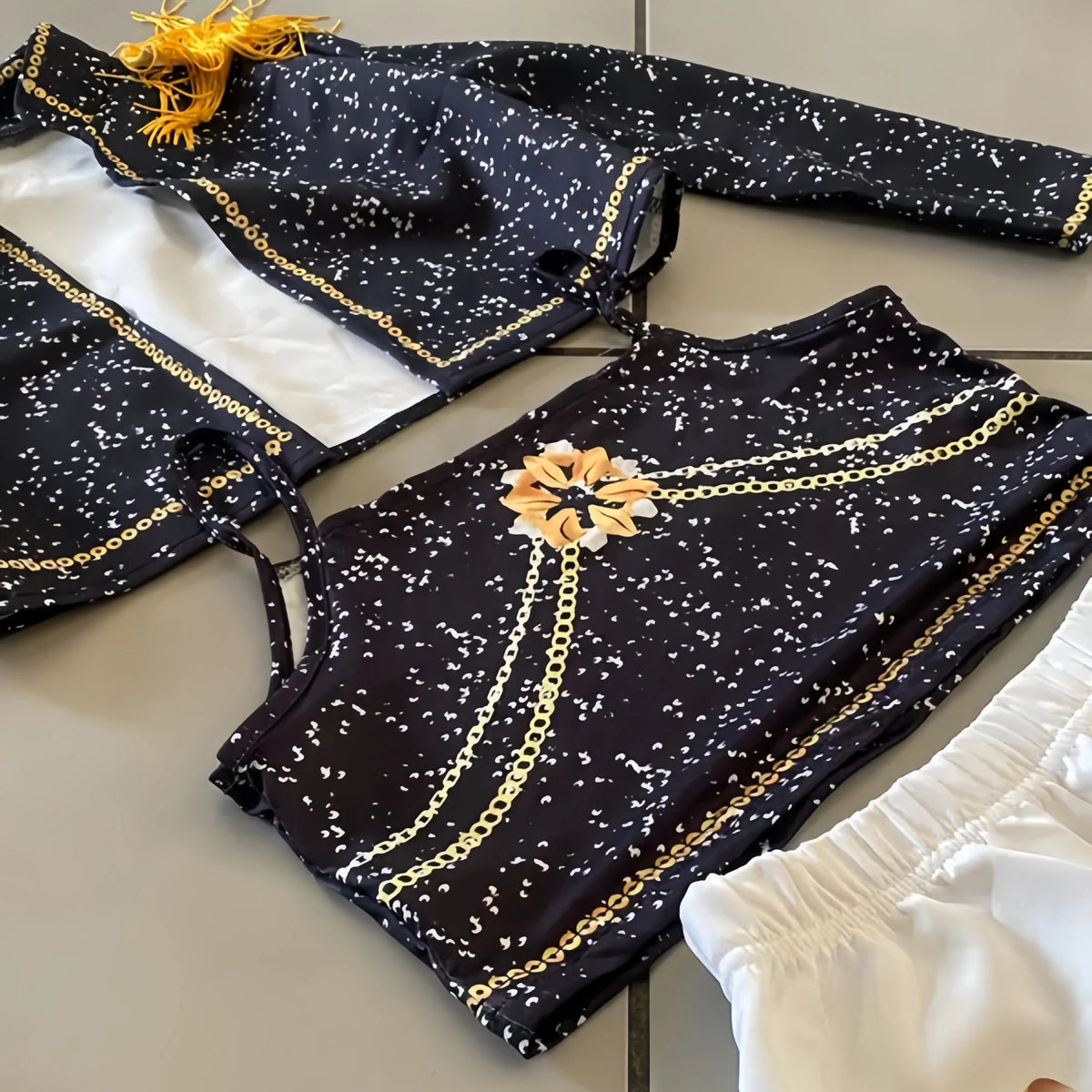 Kids Anime Cosplay Girl Costume Group Idol Singer Performance Show Black Golden Costume Child Halloween Party Clolthes Outfit