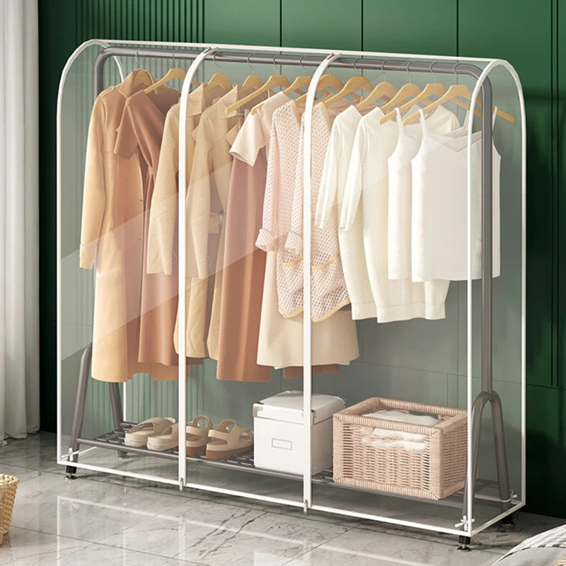 Floor Clothes Hanger Dust Cover Bedroom Drying Rack Dust Cover Cloth Translucent Coat Suit Storage Bag Dormitory Supplies