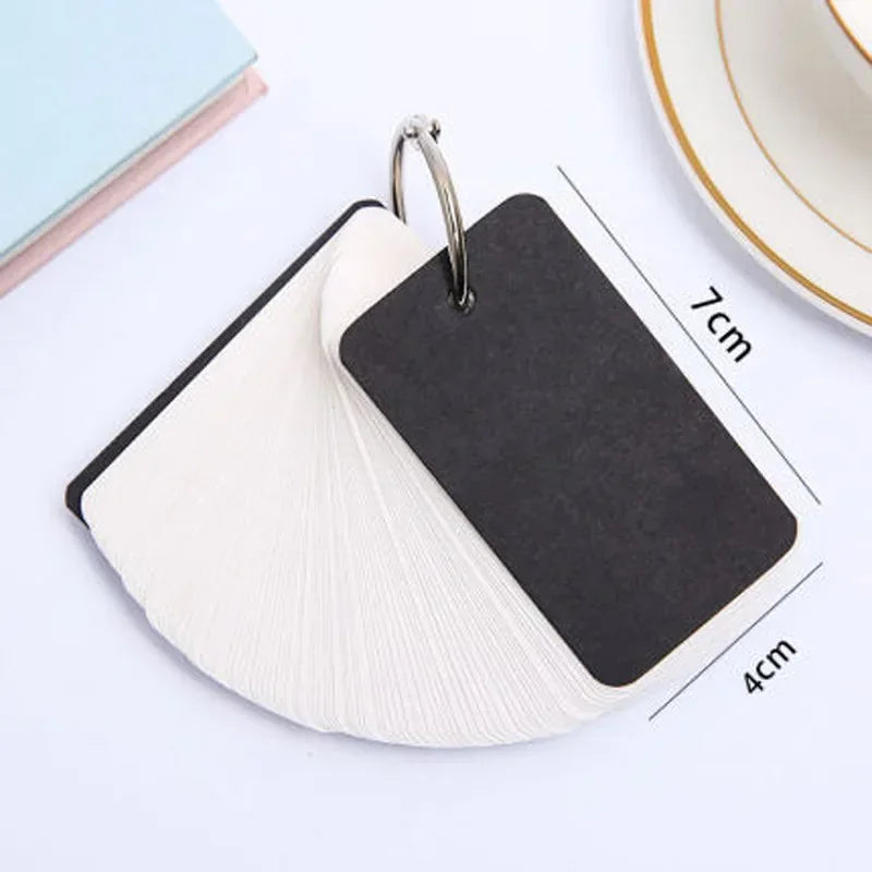 100 Sheets Kraft Paper Blank Flashcards with Binder Rings Spiral Notepads Kids Mini Notebooks Study Cards Book Kawaii Stationery