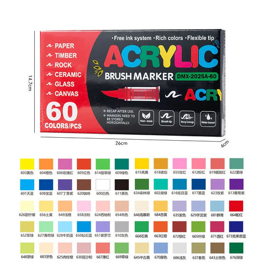 240 Colors Acrylic Paint Markers Soft Brush Tip Acrylic Markers Set Paint Pens for Wood Fabric Canvas Glass Canvas Rock Painting