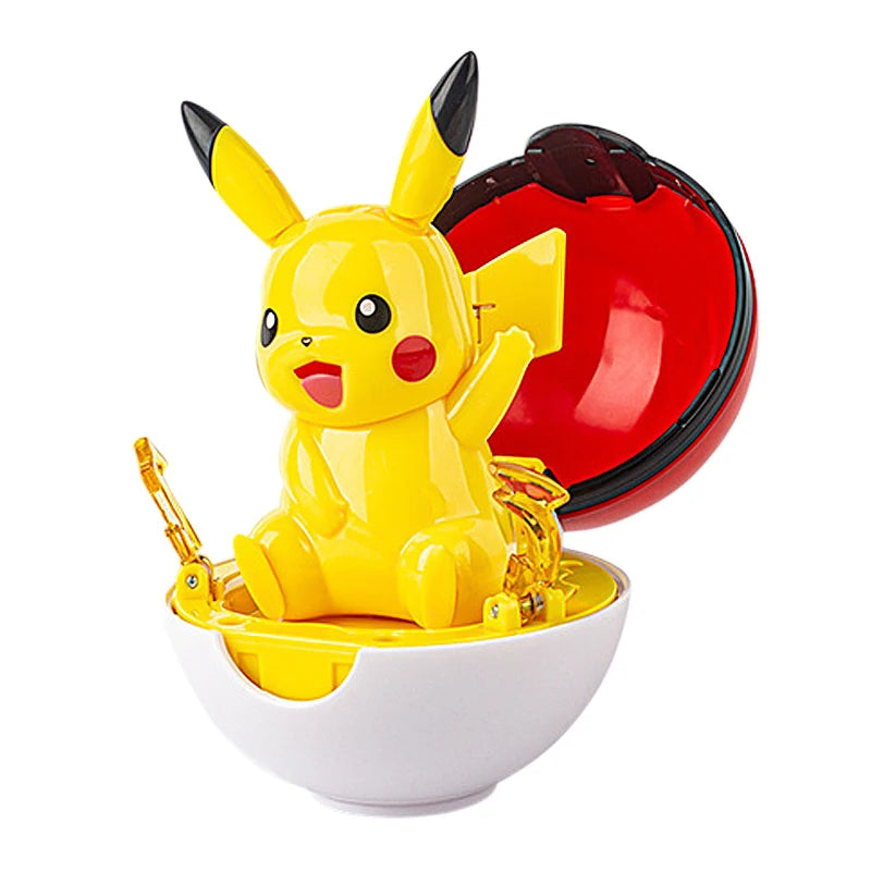 Pokemon Transformation Cartoon Model Pokeball Pikachu Toys Scalable Anime Figure Dolls Model Ornaments Children's Birthday Toys