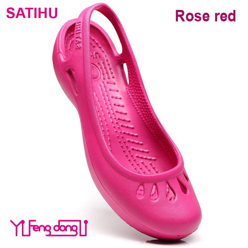 Ultralight EVA Clog Satihu Summer New Lightweight Anti Slip Hole Shoes For Women's Flat Bottom Sandals Nurse Outdoor Beach Jelly