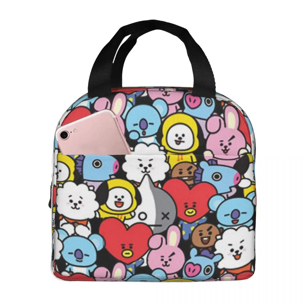 Cute Cartoon BT21 Insulated Lunch Bag for Women Kids Leakproof Food Boxes Thermal Lunch Box Tote