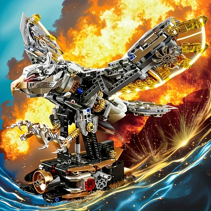 DIY Mechanical Animal Bricks Kit Dragonfly Octopus Whale Eagle Model Creative Technical MOC STEM Educational Toy